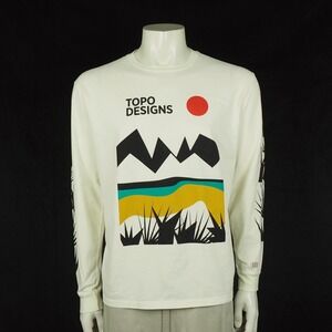 Topo Designs Desert Tee Shirt Mens Large Beige Organic Cotton Graphic Outdoor